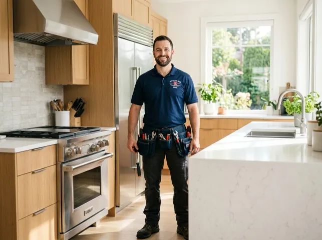Appliance Repair Hero technician in a Barksdale AFB, LA kitchen after an appliance repair